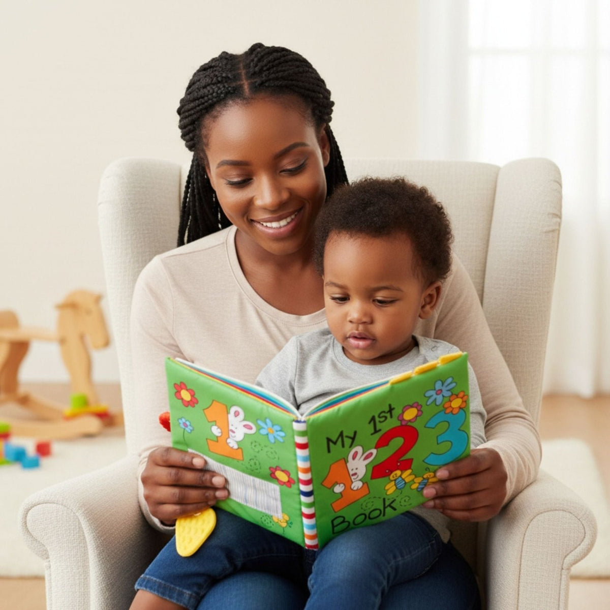 My 1st 123 & ABC Baby Book with Link & Textured Teether Bundle, Two Soft Books, Ages 1M - 18M - Gifts Are Blue
