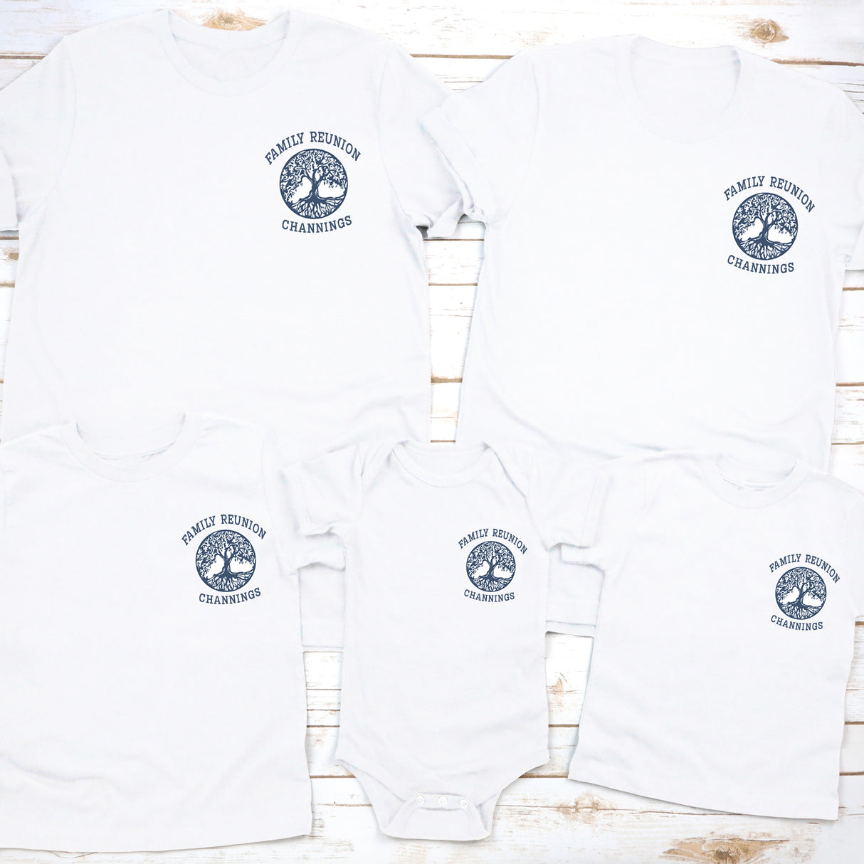 Personalized family reunion shirts with name, custom matching family T-shirts for fam photos.