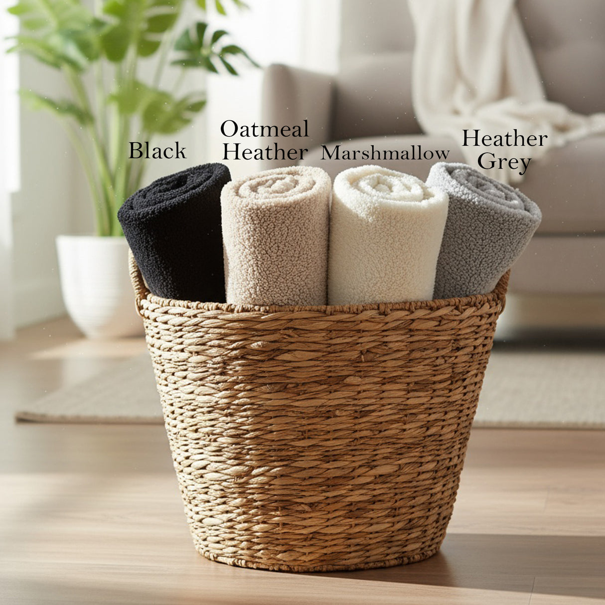 Plant Box w Last Name Personalized Throw Blanket with Leather Patch, Custom Family Gifts