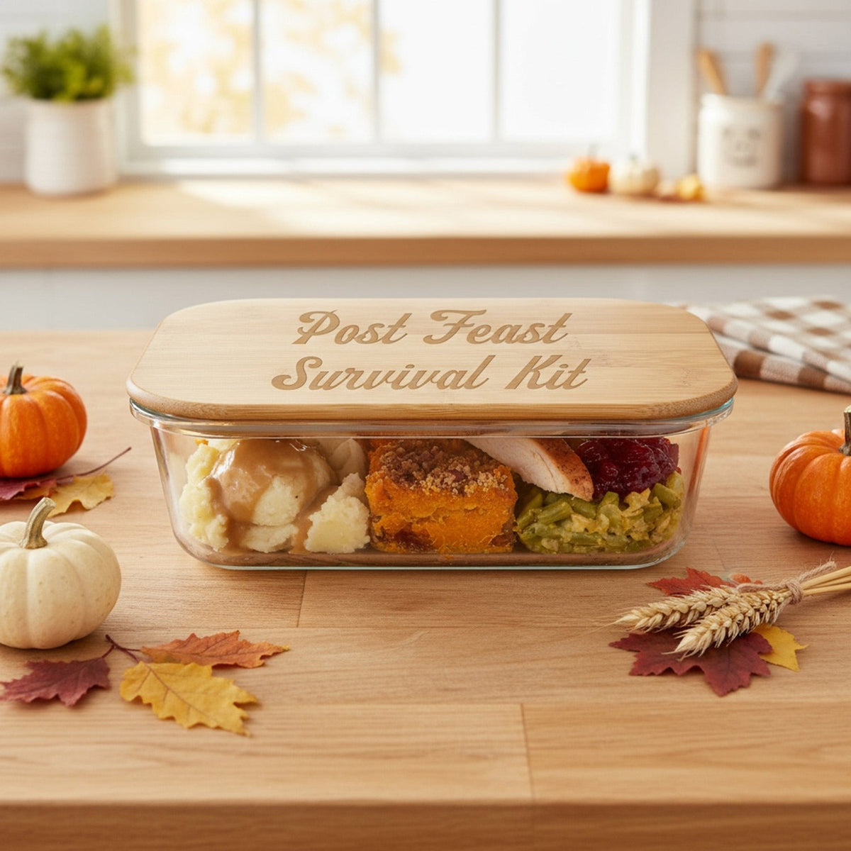 Funny Thanksgiving Custom Glass Containers, Baking Dishes and Food Storage - Gifts Are Blue