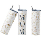 Adorned with floral designs and the title "Mom," this tumbler combines style and sentimentality in one beautiful package for a great Mother's Day present.