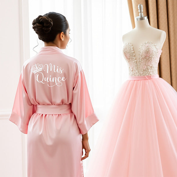 Pretty and Simple Personalized Mis Quince Robes with Name and Date