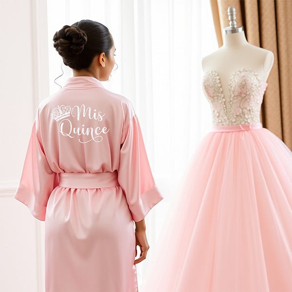Pretty and Simple Personalized Mis Quince Robes with Name and Date - Gifts Are Blue