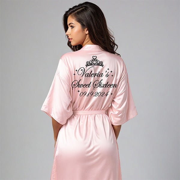 Pretty Sweet Sixteen Robe and Slipper Set Personalized With Name and Date - Gifts Are Blue