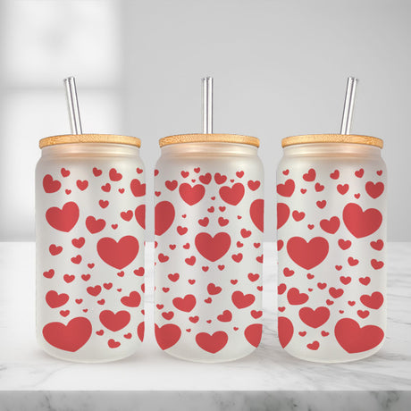 Cute and Humorous Valentines Day Glass Iced Coffee Tumblers in Multiple Designs
