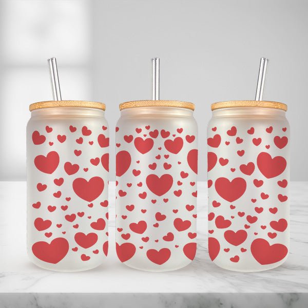 Valentines Day Glass Iced Coffee Tumblers in Multiple Designs - Gifts Are Blue