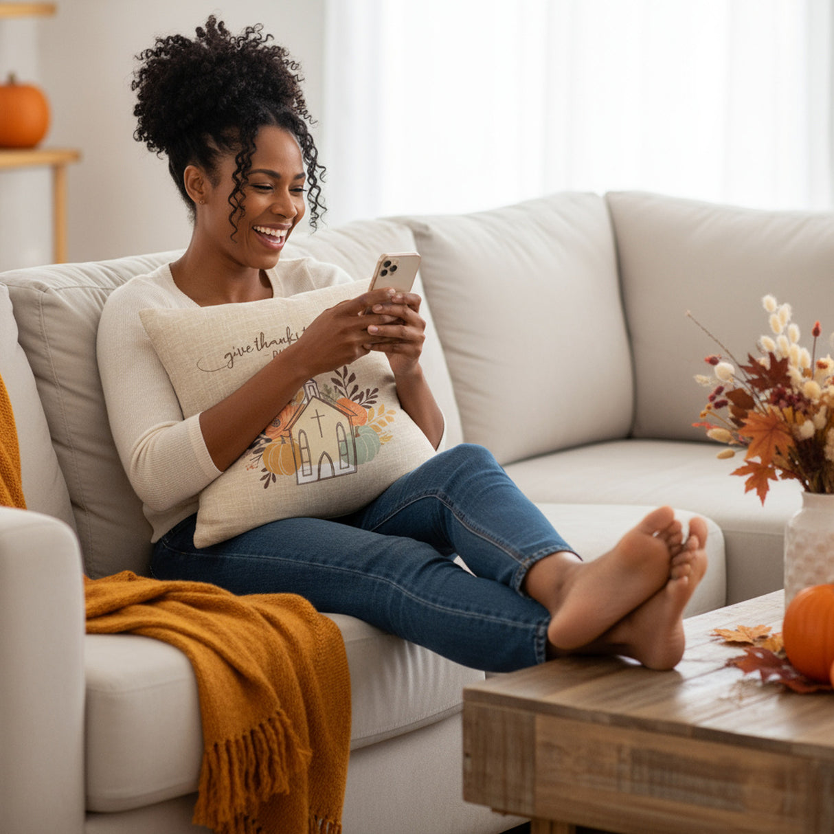 Multi Design Religious Fall Linen Throw Pillows for Couch, Set of 2, 3, and 4, Autumn Decoration