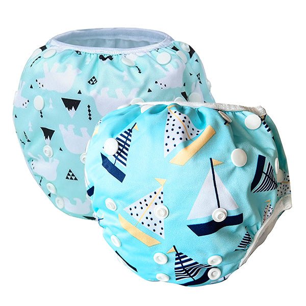 2 Pack Leakproof Reusable Swim Diapers, 0 to 2 years - Gifts Are Blue