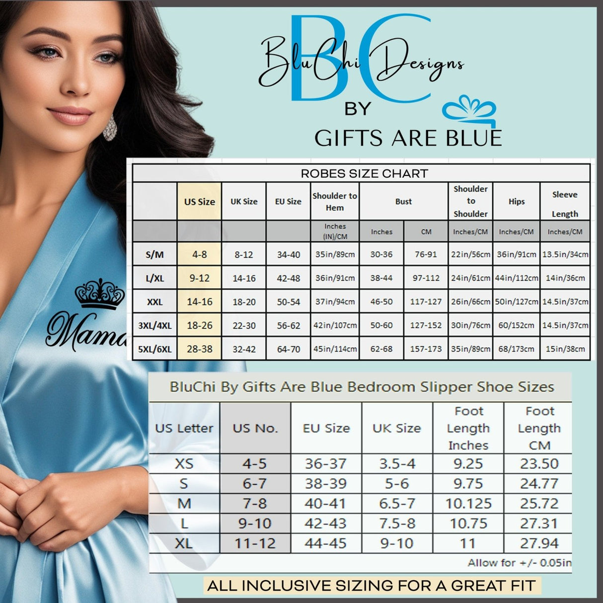 Personalized Womens Robe and Slipper Set for - Gift for Her - Gifts Are Blue