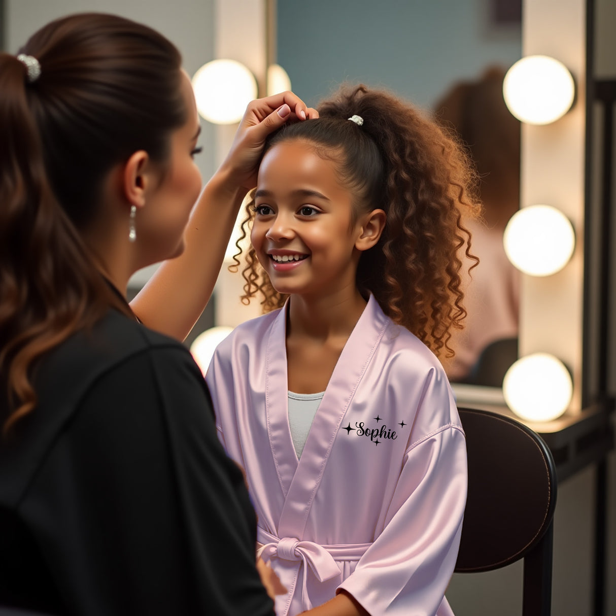 Lightweight personalized dance robe for preteens, a stylish and functional gift for young ballerinas and jazz dancers.