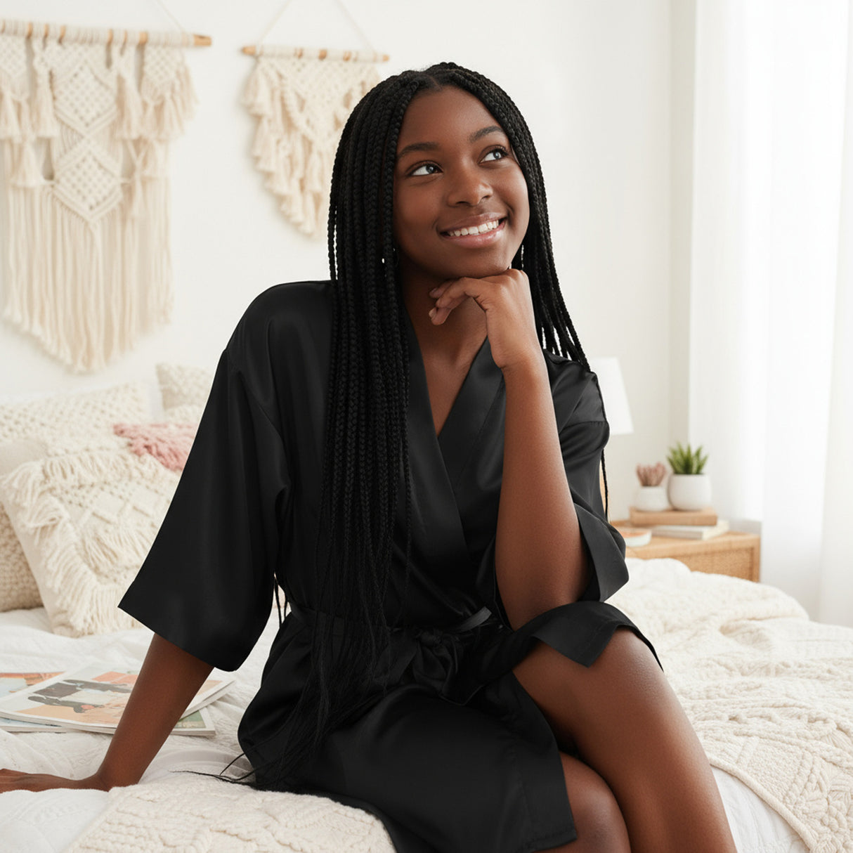 Everyday Glam Script Name with Heart Personalized Satin Robe for Teen Girls