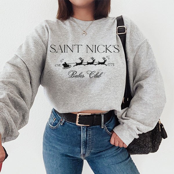 Simple and Cute Saint Nick's Babes Club Sweatshirt for Christmas - Gifts Are Blue