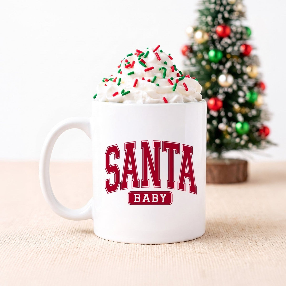 Santa Baby Christmas Mug - Gifts Are Blue