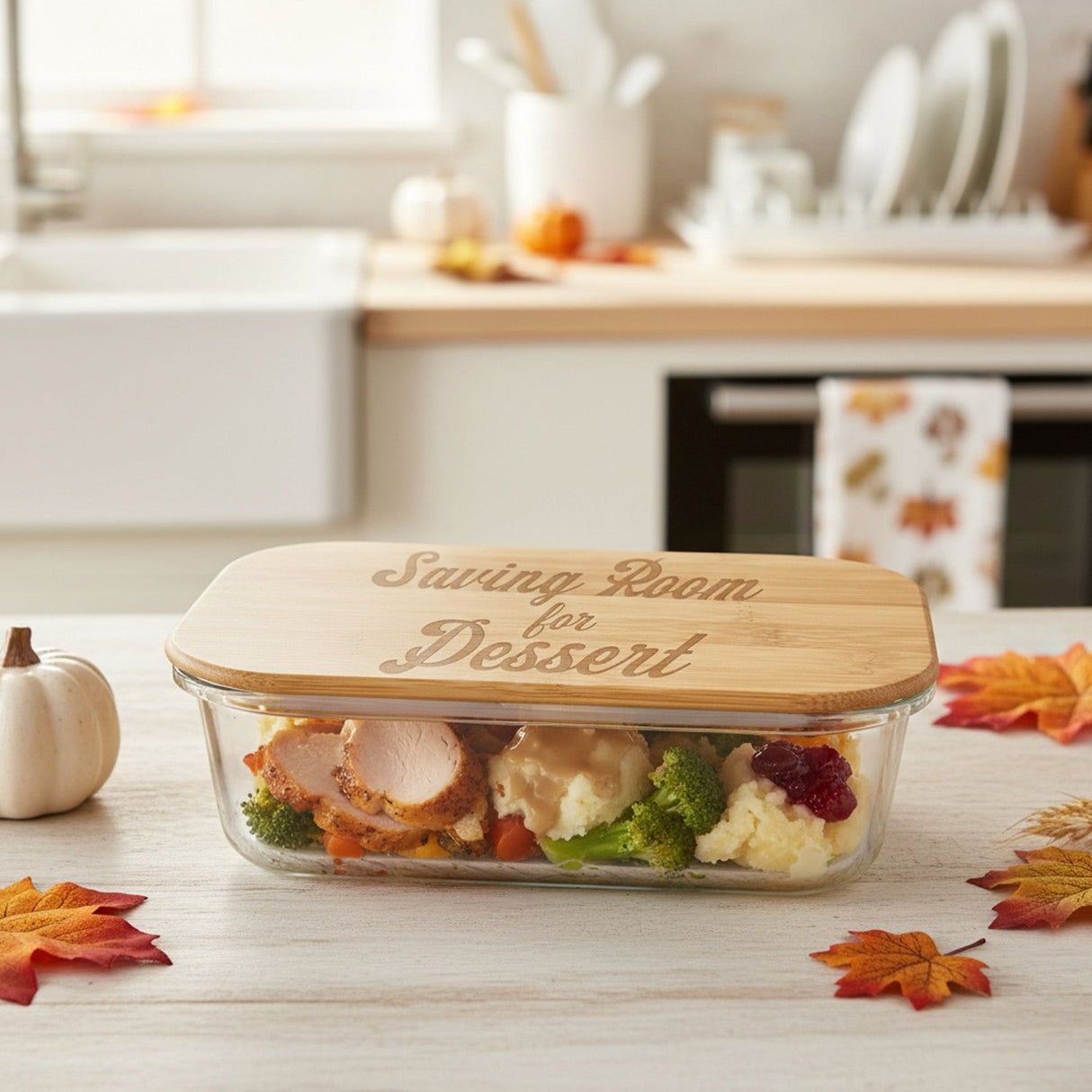 Funny Thanksgiving Custom Glass Containers, Baking Dishes and Food Storage - Gifts Are Blue