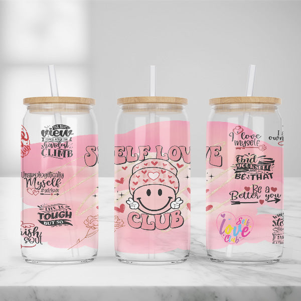 Cute and Humorous Valentines Day Glass Iced Coffee Tumblers in Multiple Designs