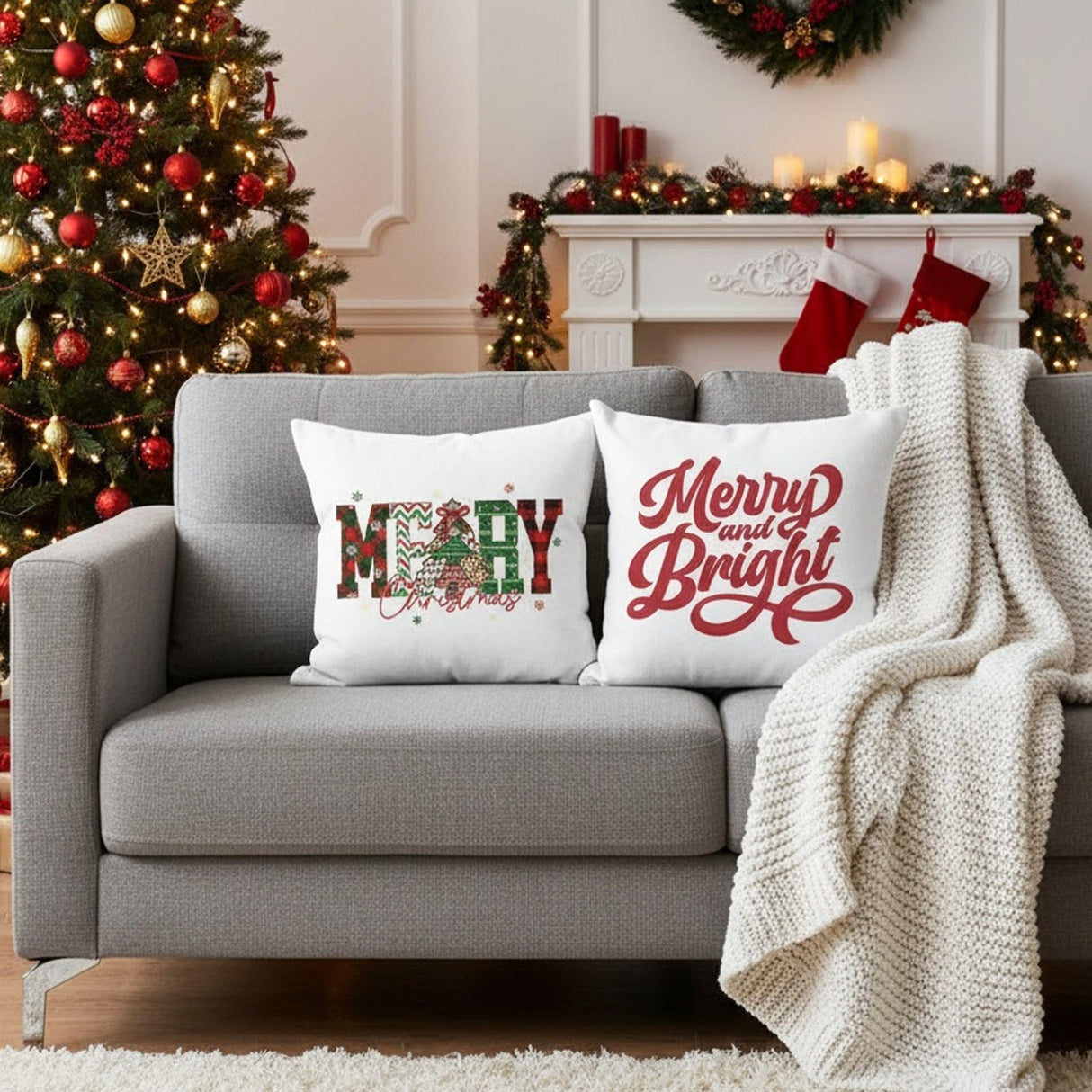Multi Design Christmas Pillows for Couch, Set of 2, 3, and 4, Holiday Decoration - Gifts Are Blue