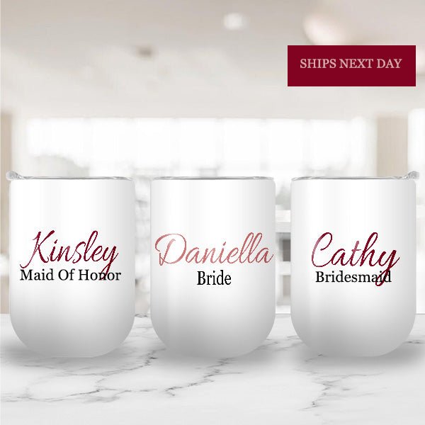 Personalized Bridesmaid Wine Tumbler with Custom Name & Title Gift for Her - Gifts Are Blue