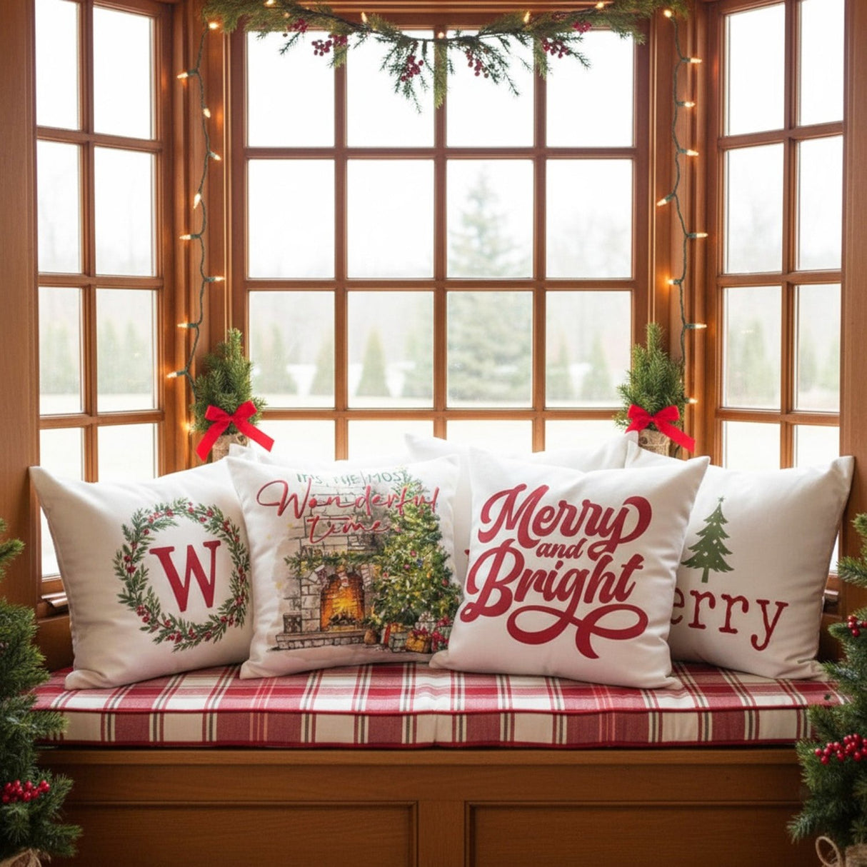 Multi Design Christmas Pillows for Couch, Set of 2, 3, and 4, Holiday Decoration - Gifts Are Blue