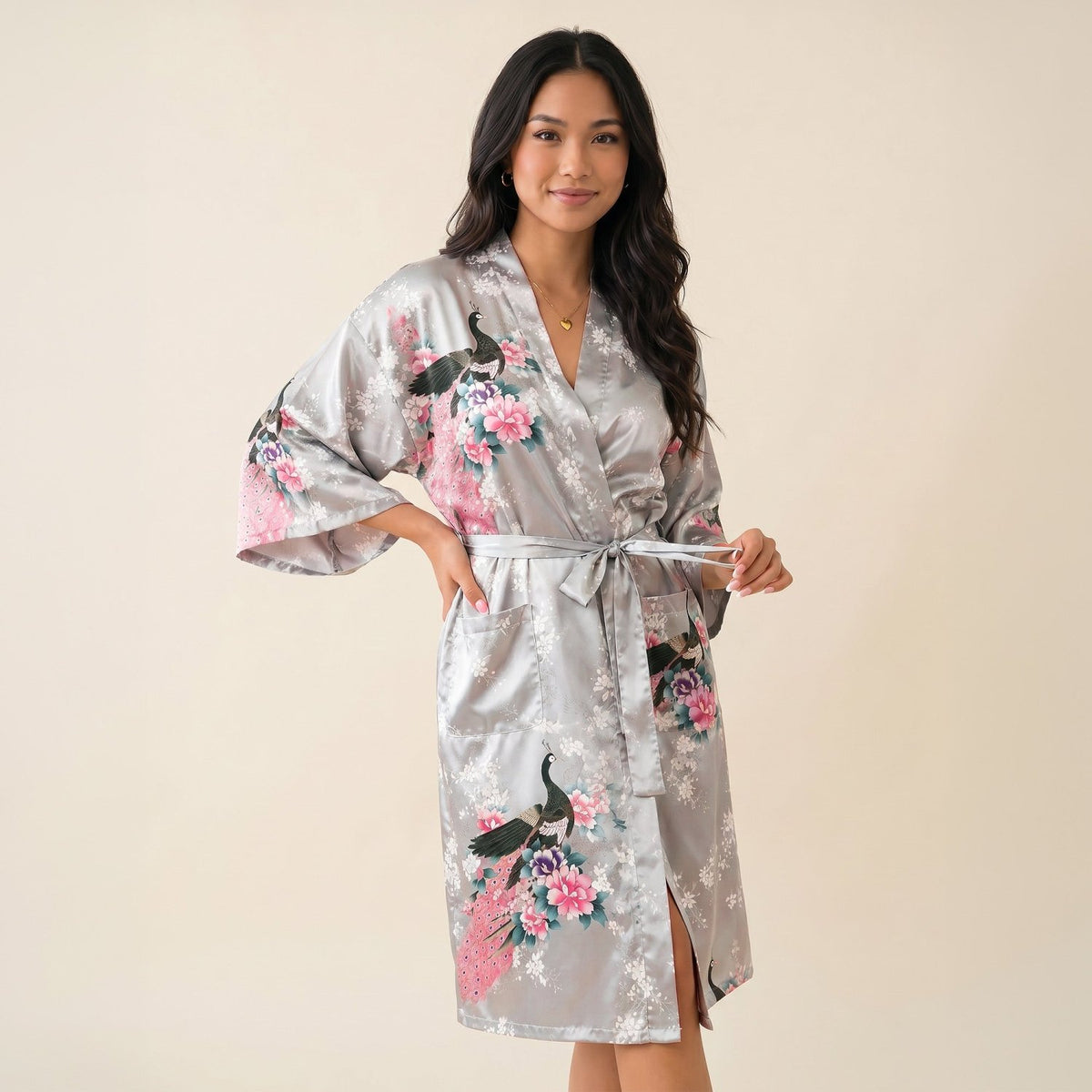 Medium Length Womens Robes - 2 to 18 - Floral Bride & Bridesmaid Robes - Gifts Are Blue
