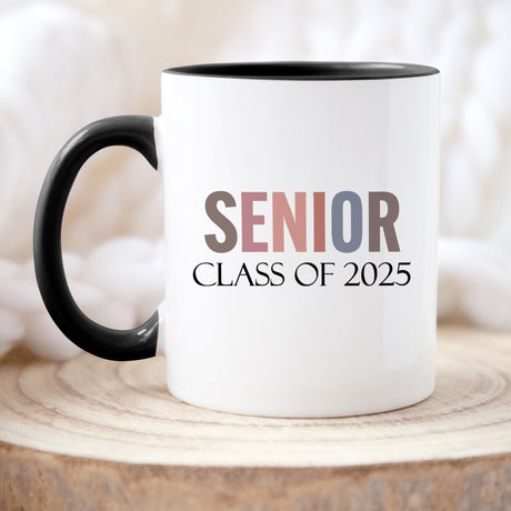 Graduation coffee mug for Class of 2025 seniors, minimalist design gift in multiple sizes, perfect for him or her.