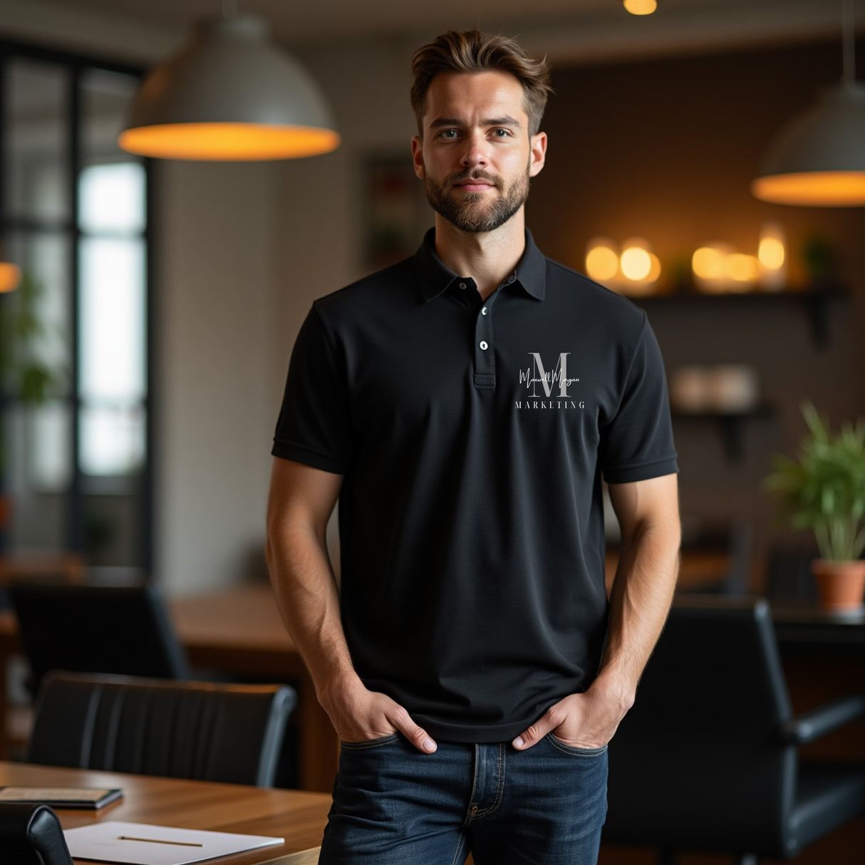 Small business owner gifts. Custom business logo polos.