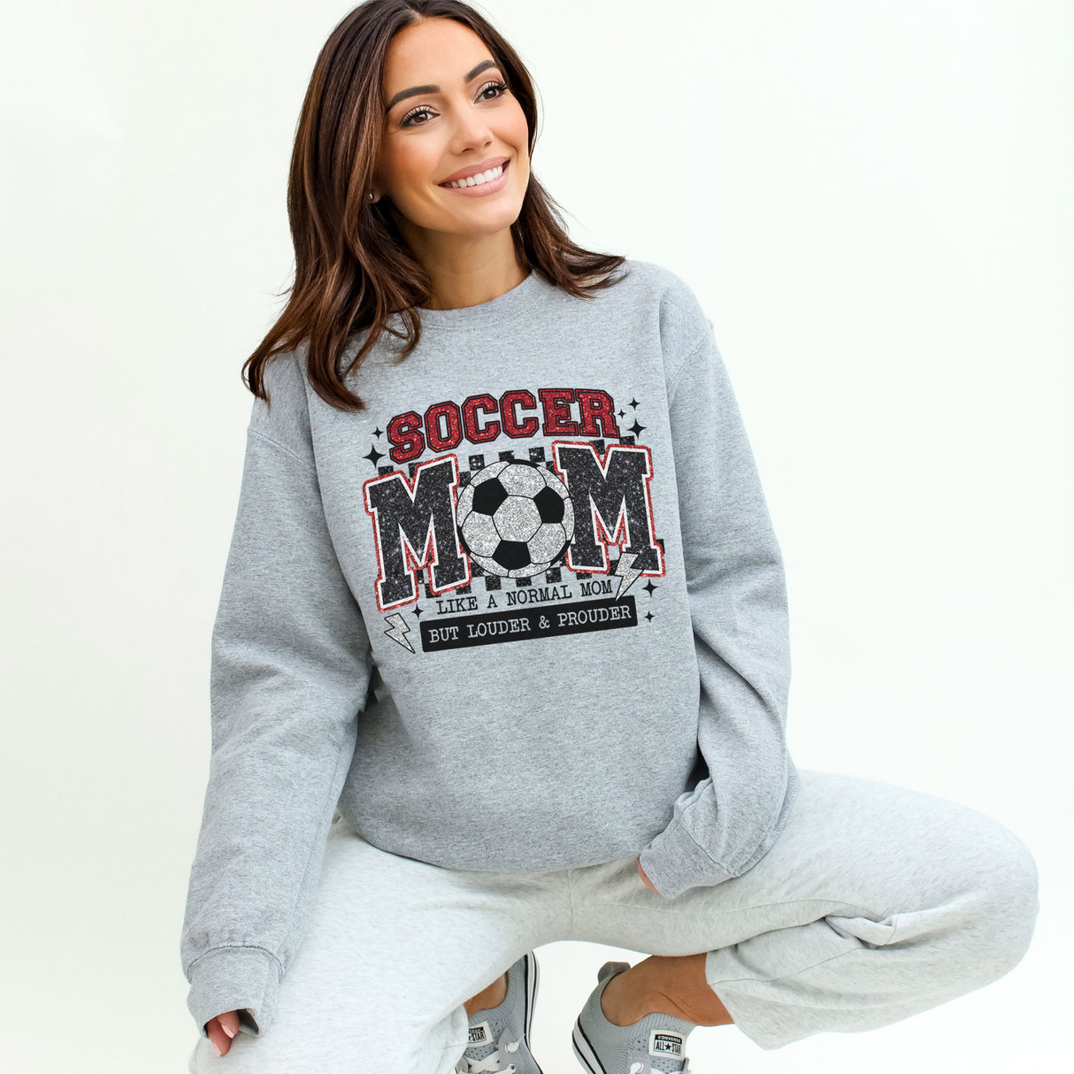 Team spirit sweatshirt for mom. Game day sweatshirt for mom, cute gift ideas. Comfortable and cute Soccer mom sweatshirt.