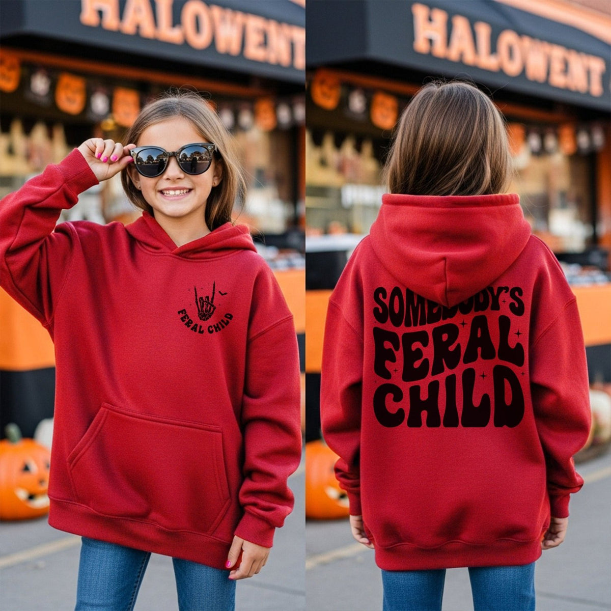 Somebody's Feral Child Halloween Hoodie - Gifts Are Blue