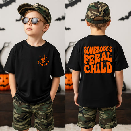 Somebody's Feral Child Shirt for Kids and Teens, Funny Halloween Shirts