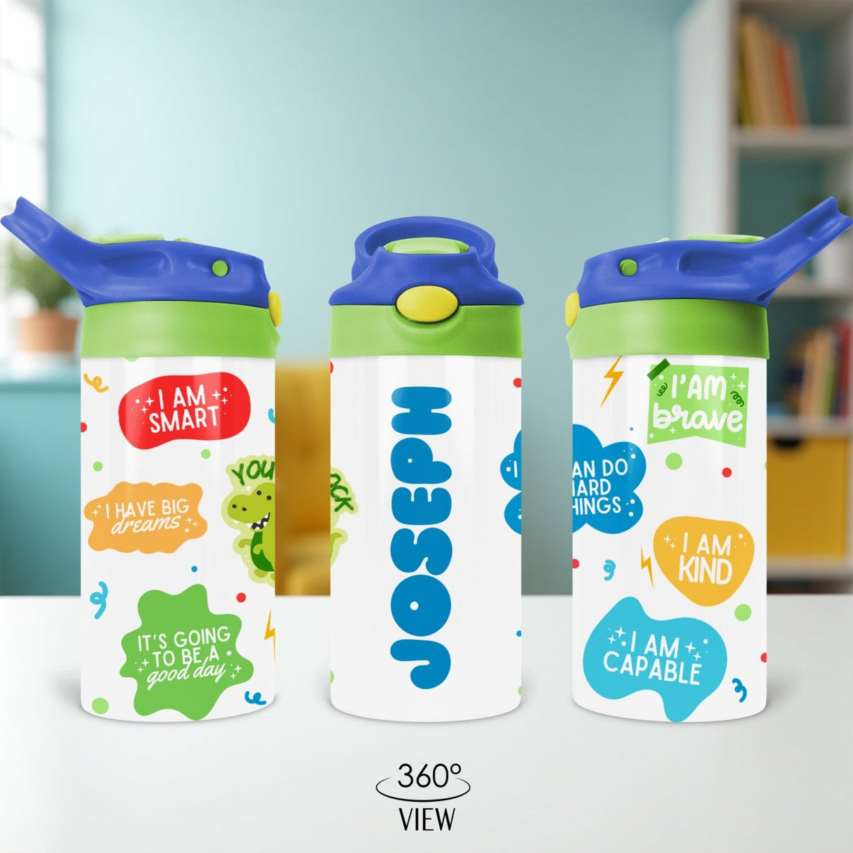 Personalized back to school gift for boys,. Dino custom cup with name for water.