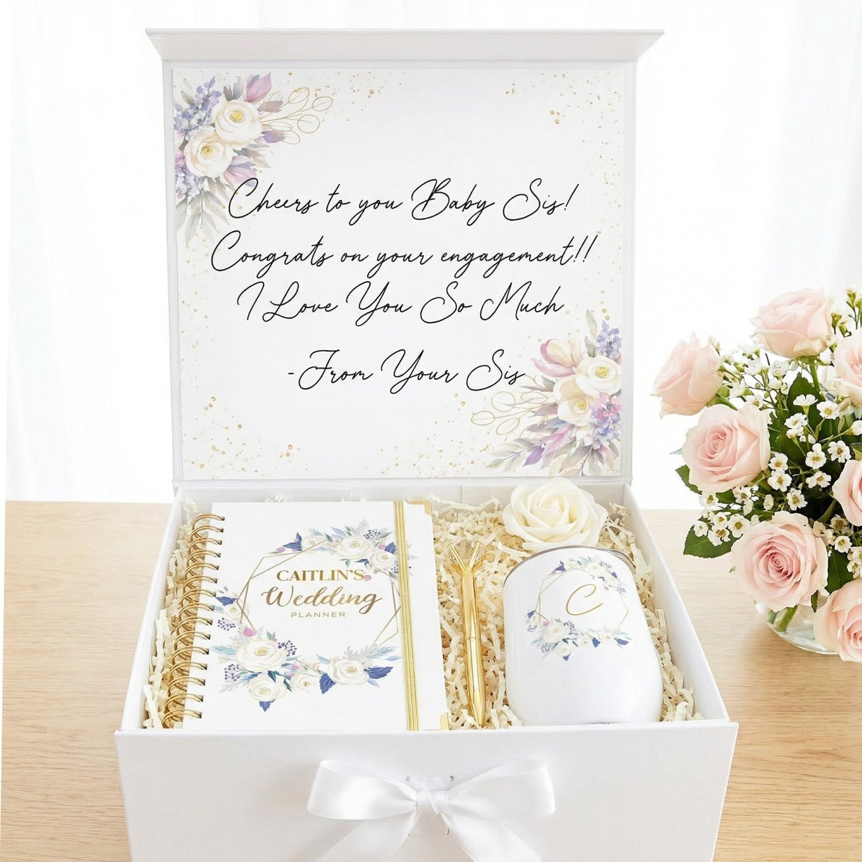 Floral Engagement Gift Box for Bride - The Plans for Forever Bundle - Gifts Are Blue