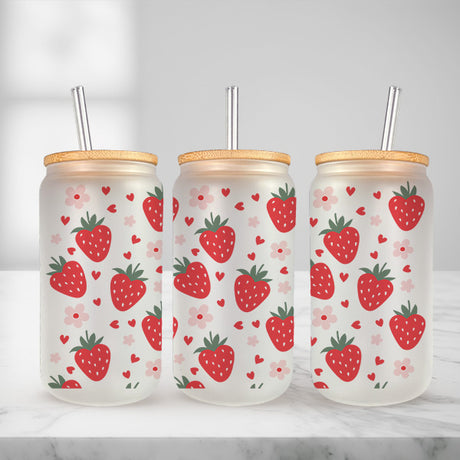 Cute and Humorous Valentines Day Glass Iced Coffee Tumblers in Multiple Designs