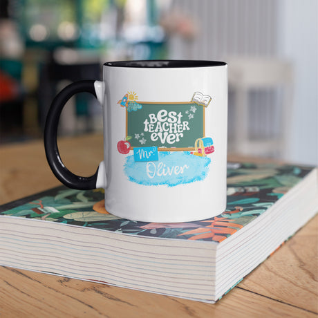 Custom teacher appreciation mug with name, personalized gift for male educators. The perfect gift for male teachers.