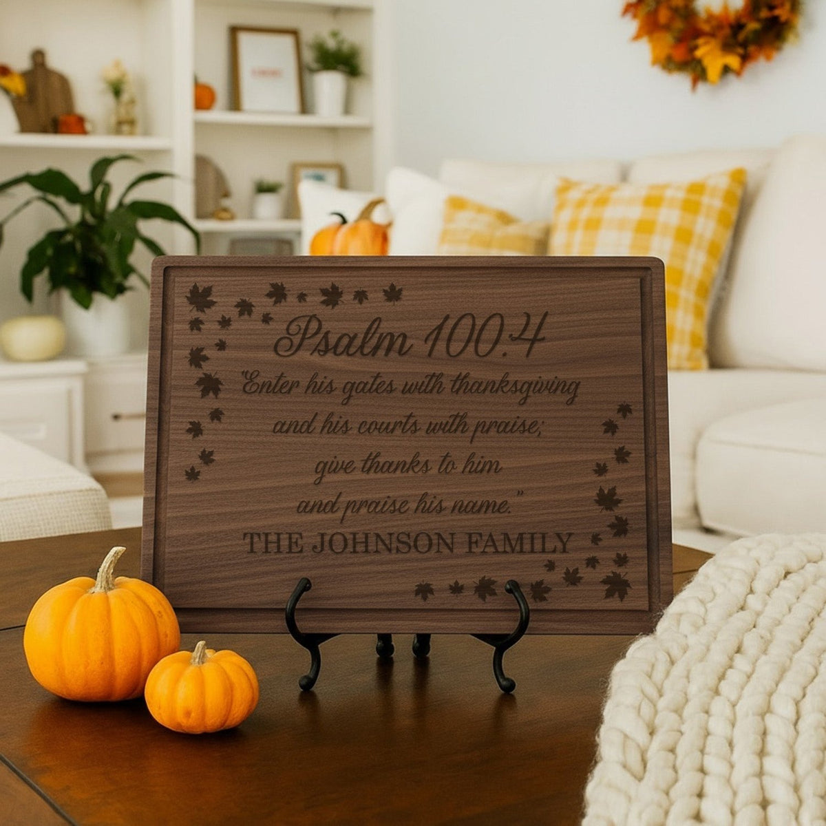 Psalm 100:4 Verse Personalized Cutting Board for Thanksgiving - Gifts Are Blue