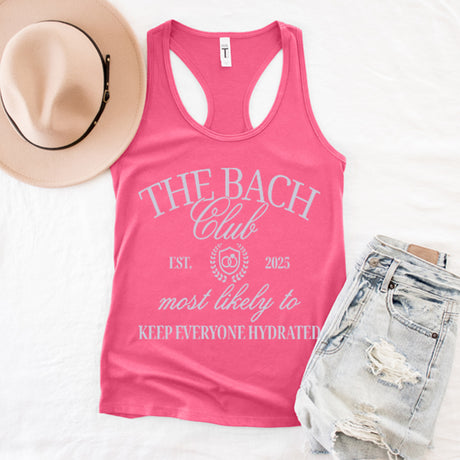 Custom bachelorette party shirts ideal as a gift for the bride or bridesmaids. Personalize each tank for your wedding crew.