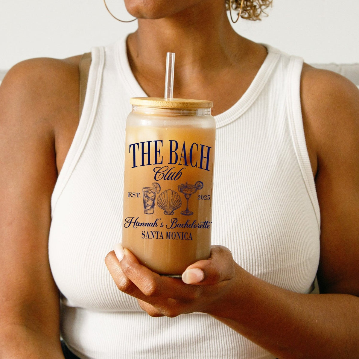 Bridal party tumbler with personalized text for the bride, maid of honor, and bridesmaids, perfect for bridal shower gifts.