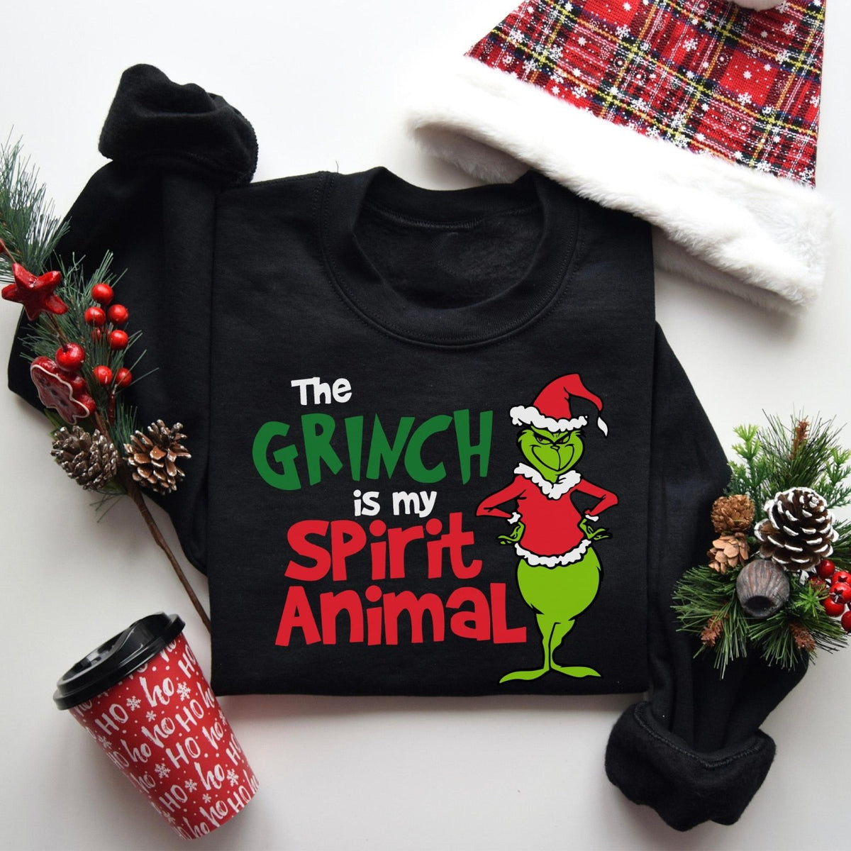 The Grinch Is My Spirit Animal Funny Christmas Sweatshirt - Gifts Are Blue