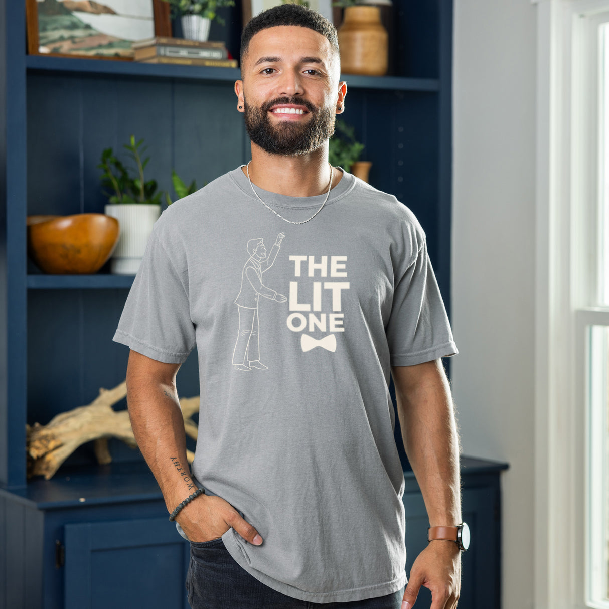 Groom and groomsmen matching shirts with funny sayings, printed on soft Comfort Colors tees for a laid-back bachelor trip.