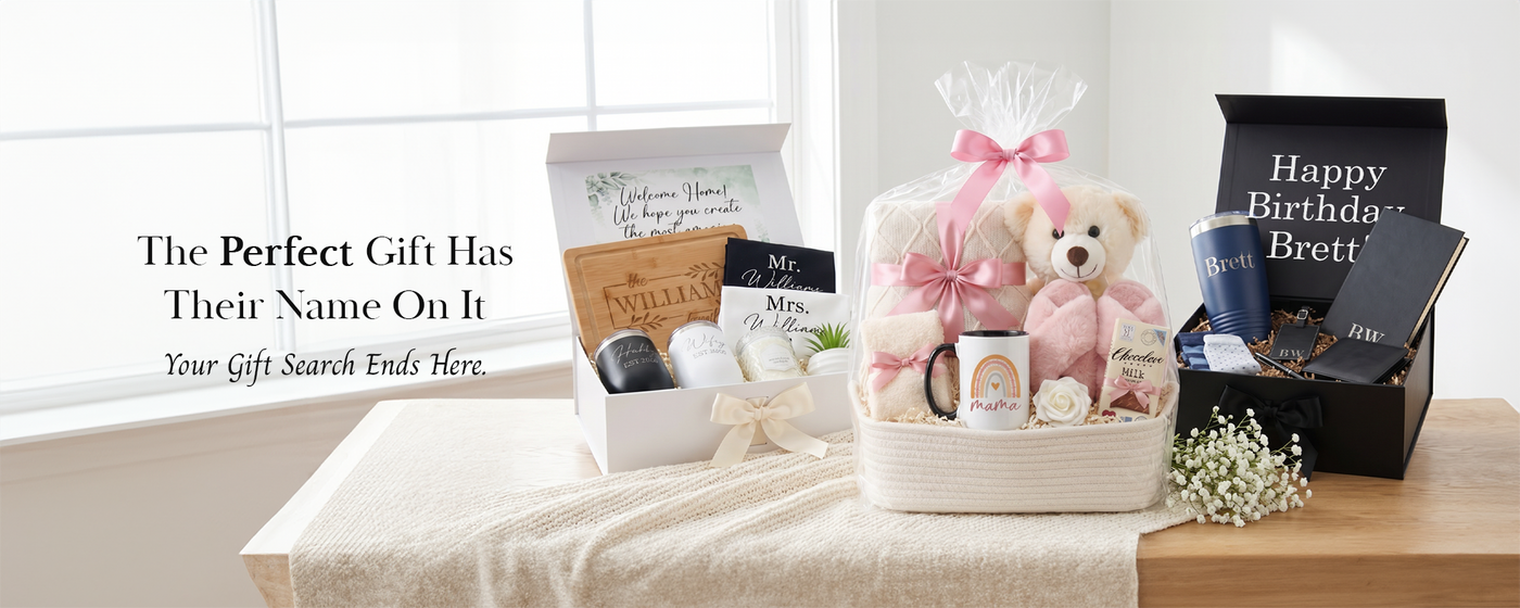 Shop personalized gifts and gifts sets at Gifts Are Blue. You can add name, dates, locations, quotes and more to create a unique gift for all ages and occasions. Shop for weddings, birthdays, bridesmaid proposals, baby showers, anniversaries, graduations and more.