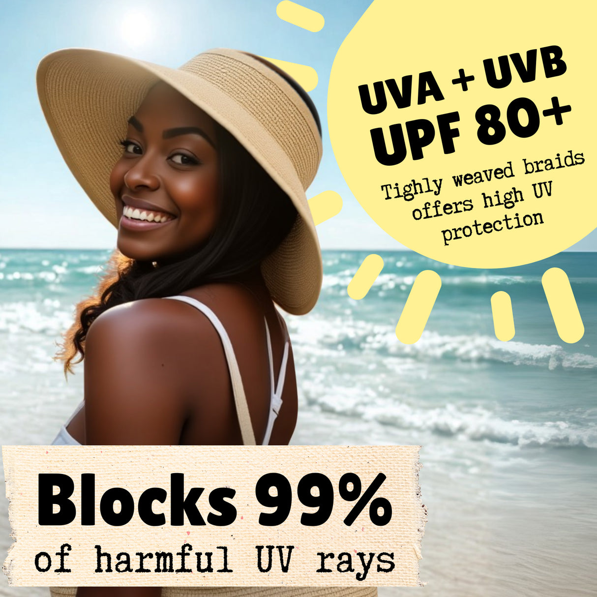 These wide brim straw hats are tightly woven and provide great UV protection from harmful rays.