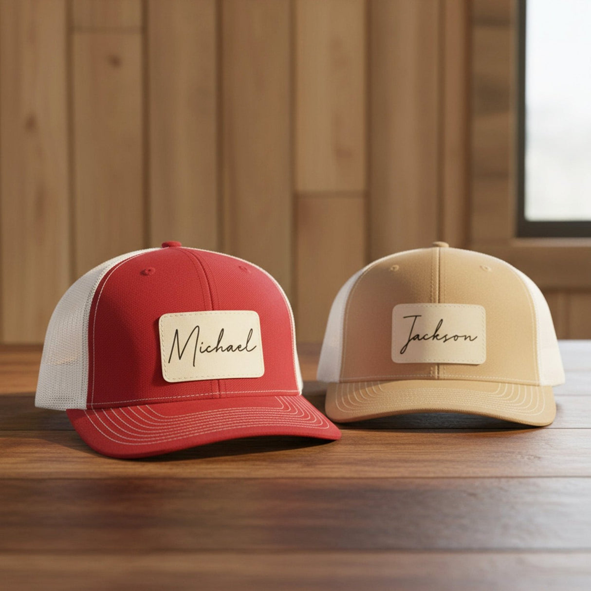 Youth Personalized Snapback Hat with Leather Patch, for Teen Boys & Kids - Gifts Are Blue