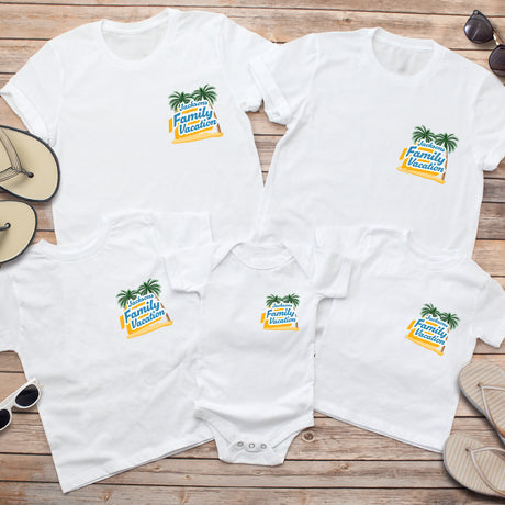 Custom matching family vacation shirts are perfect personalized beach trip tees for summer family reunions and photos.