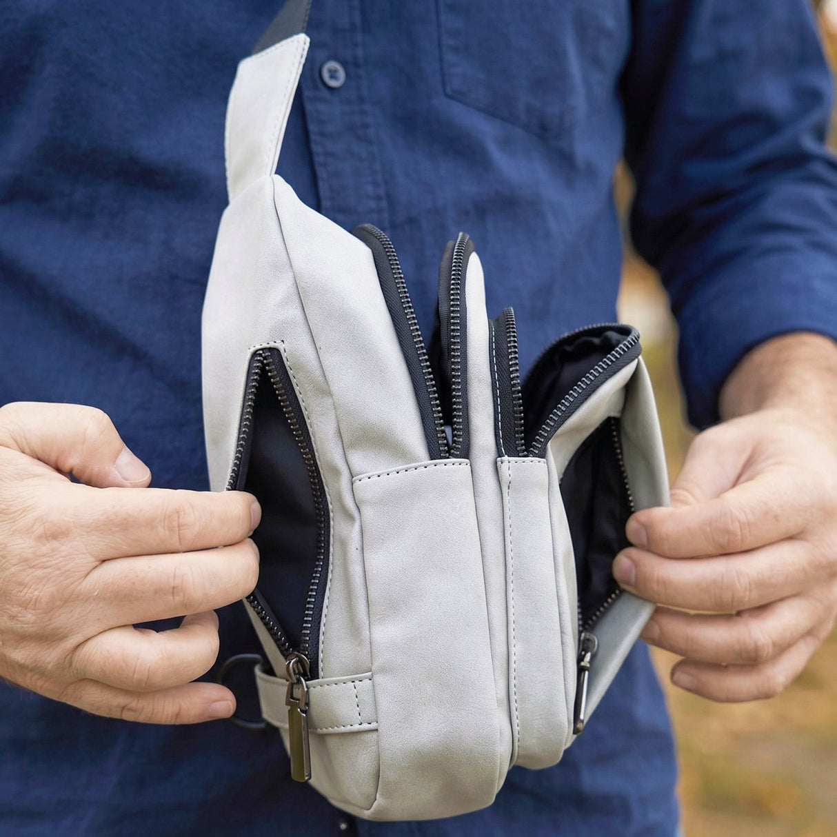 Explorer Custom Sling Bags for Men Engraved with Monogram or Name - Gifts Are Blue