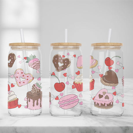 Cute and Humorous Valentines Day Glass Iced Coffee Tumblers in Multiple Designs