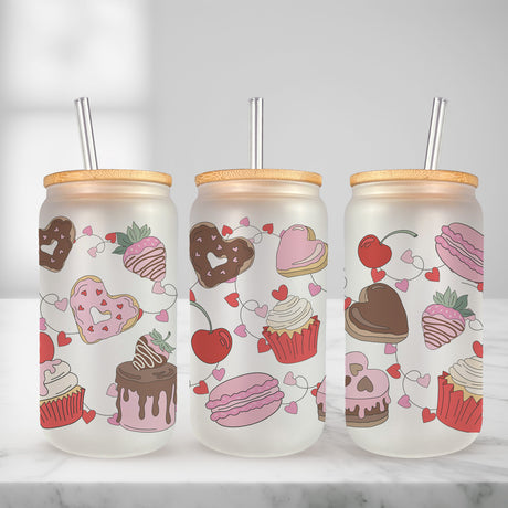 Cute and Humorous Valentines Day Glass Iced Coffee Tumblers in Multiple Designs