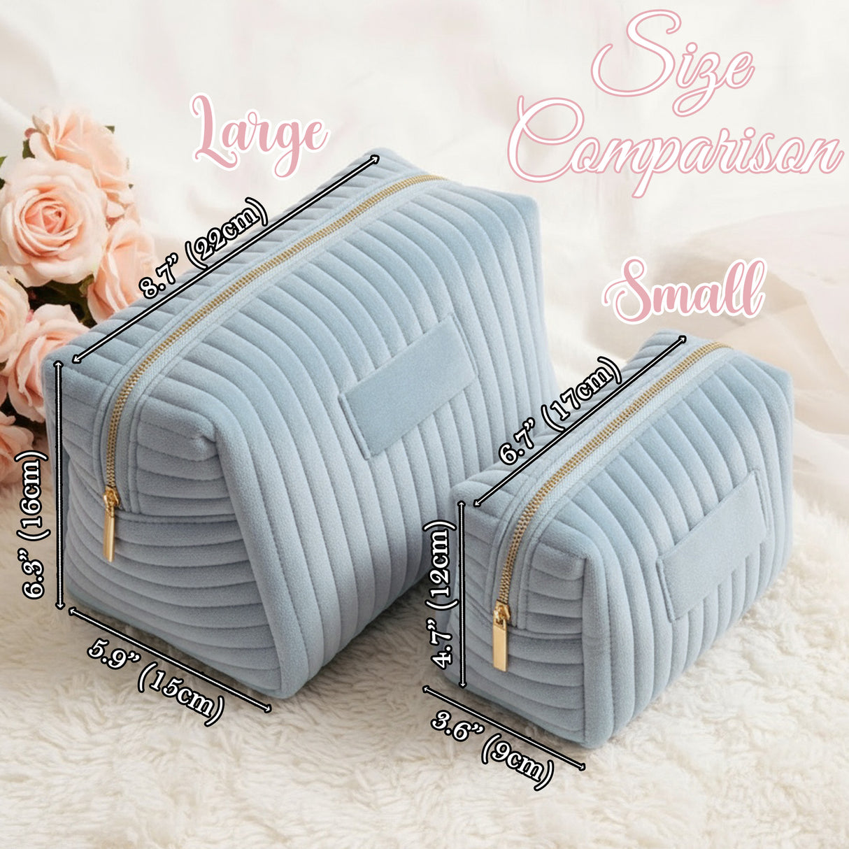 Personalized Velvet Makeup Bag Matching Set with Name