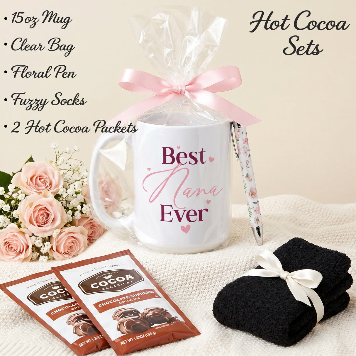 Best Mom Ever Mug Gift Set with Chocolate, Socks & Pen - Bulk Gifts for Women