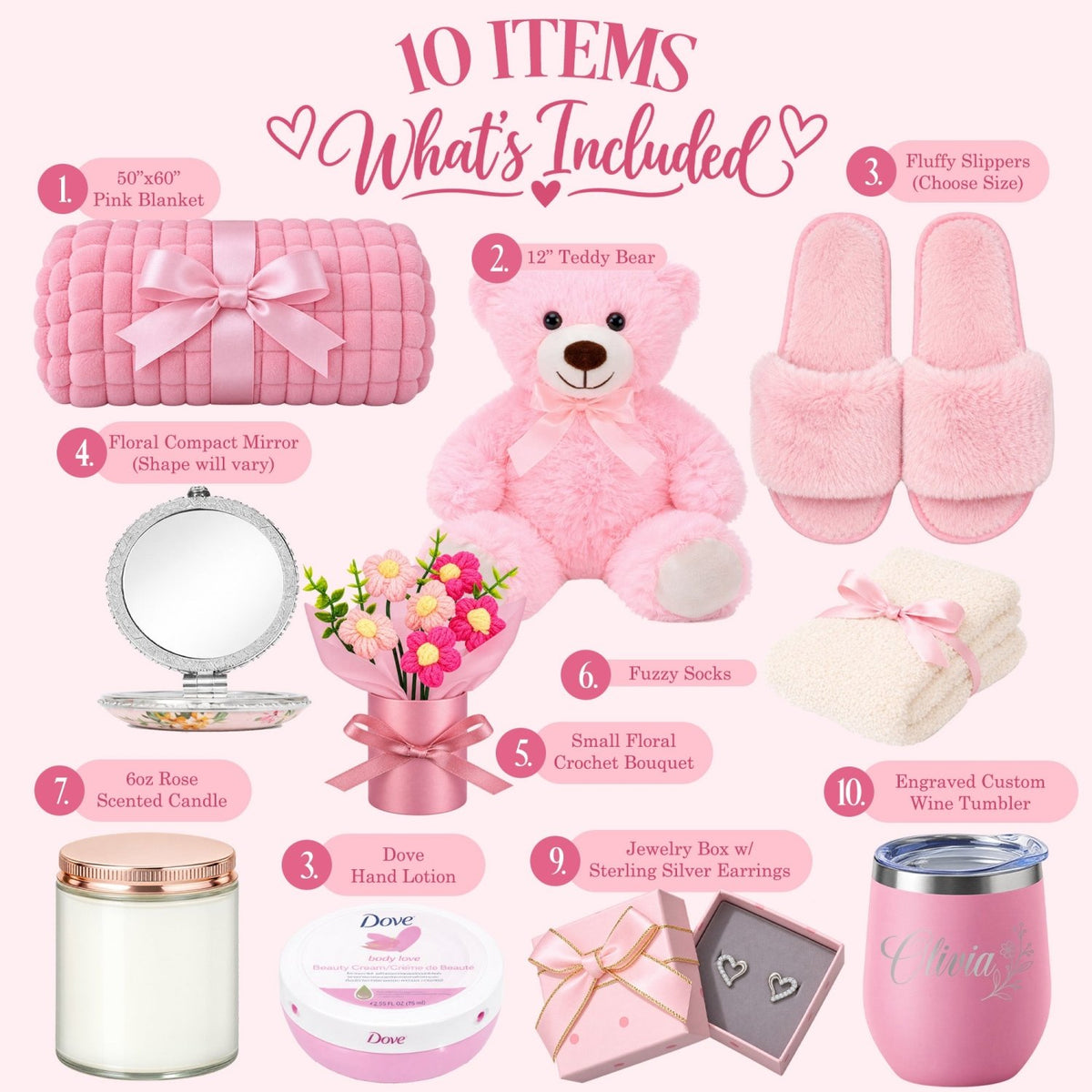 All Things Pink & Lovely Personalized Gift Basket for Her - Gifts Are Blue