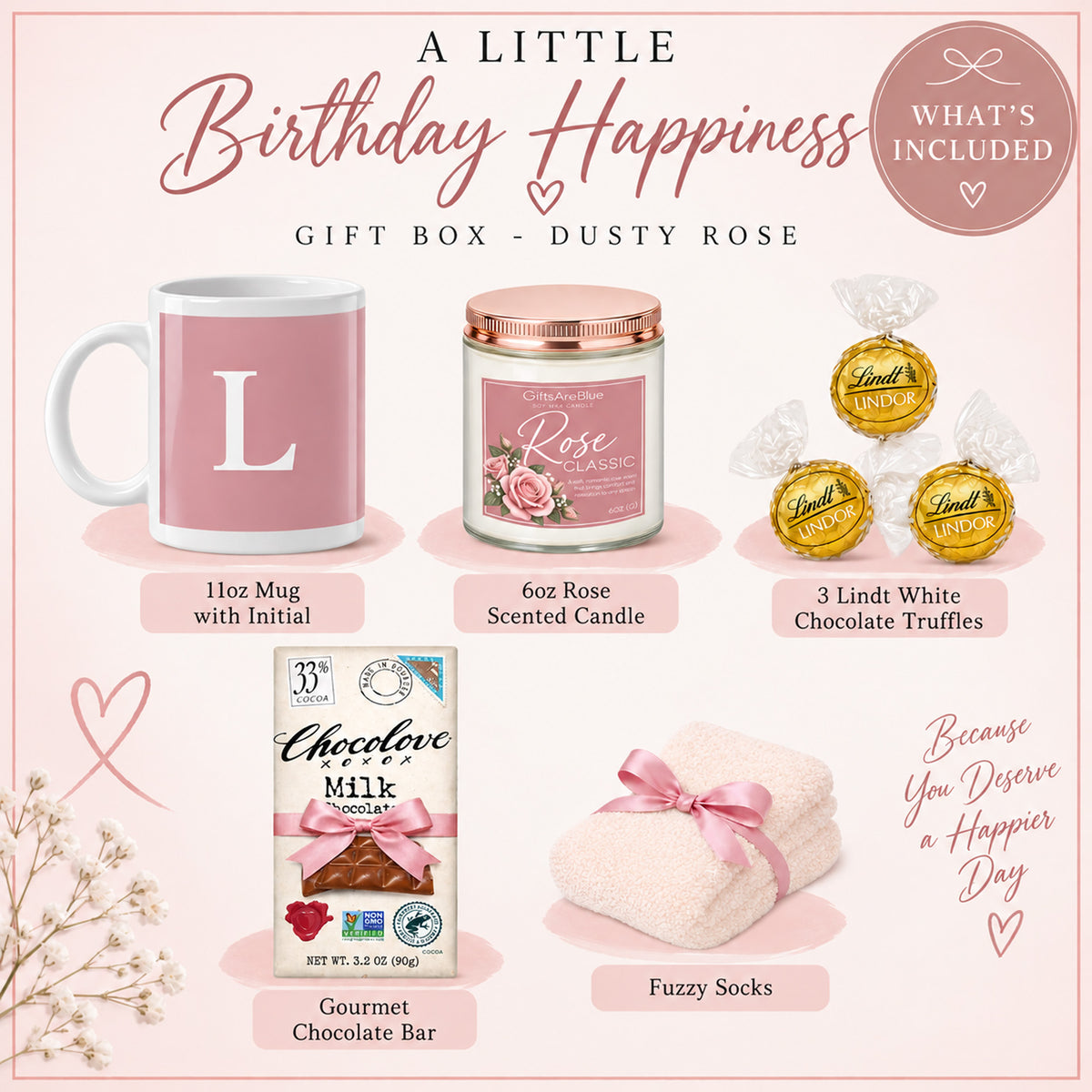 A Little Birthday Happiness Gift Box for Her - Dusty Rose