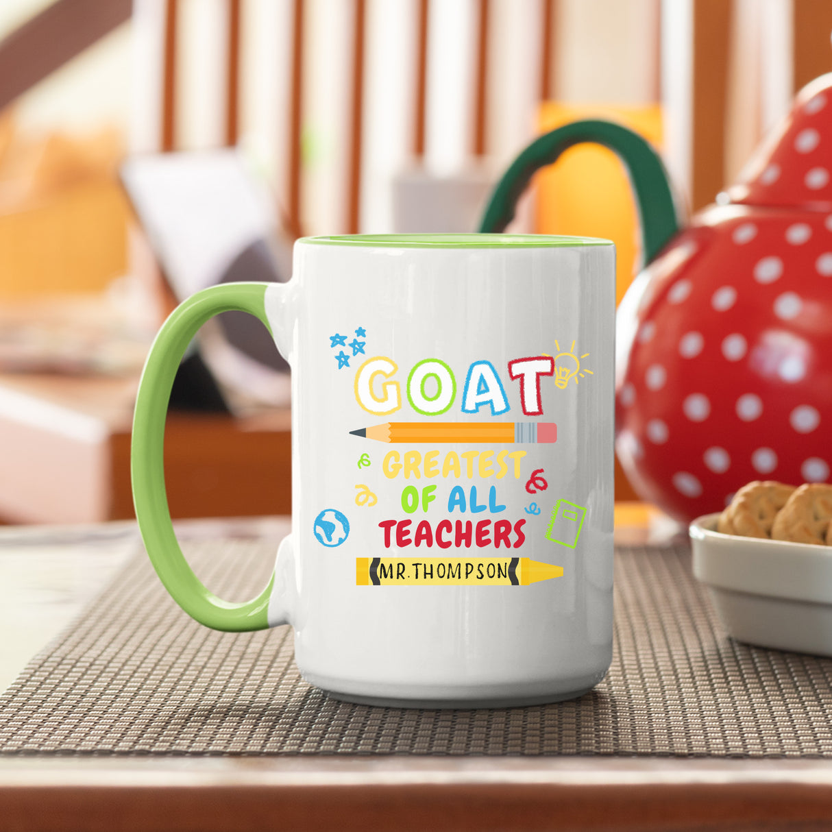 Custom Name on mug for teachers. Personalized name mug for teacher gifts.
