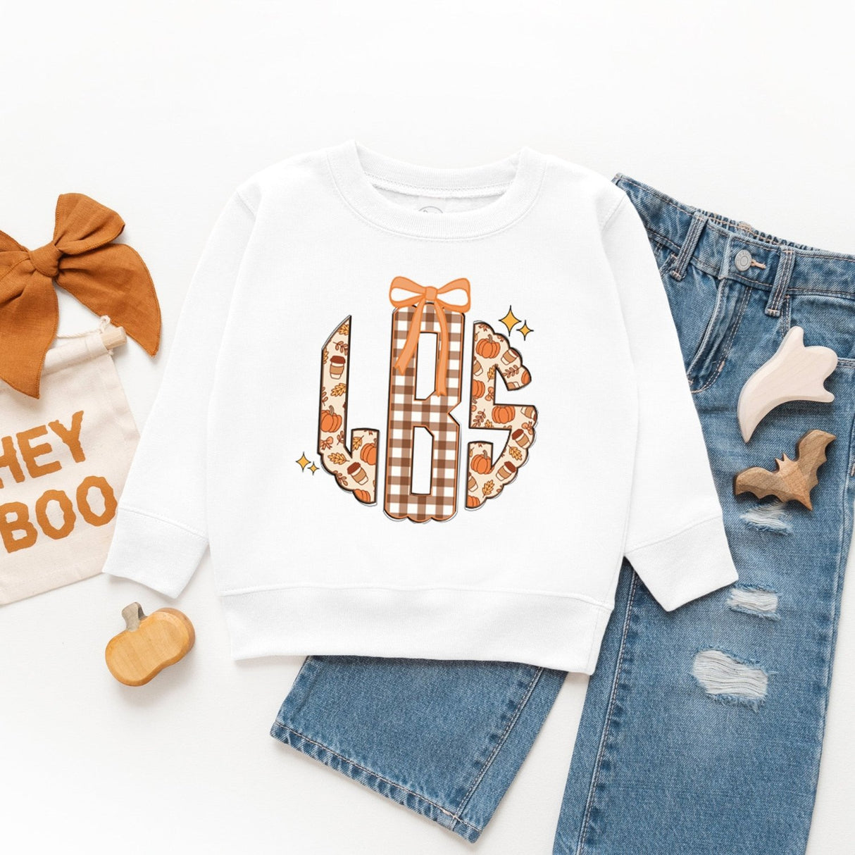 Personalized Fall Monogram Sweatshirts for Girls, Cute Kids Fall Sweaters - Gifts Are Blue